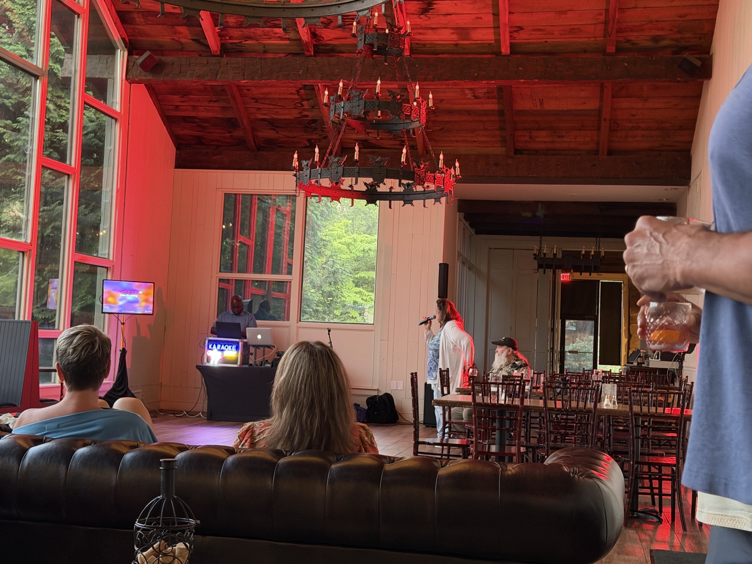 An evening of karaoke and company inside the warm, wood-beamed Embers Vine venue